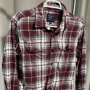 American Eagle Men's Maroon Flannel, M
